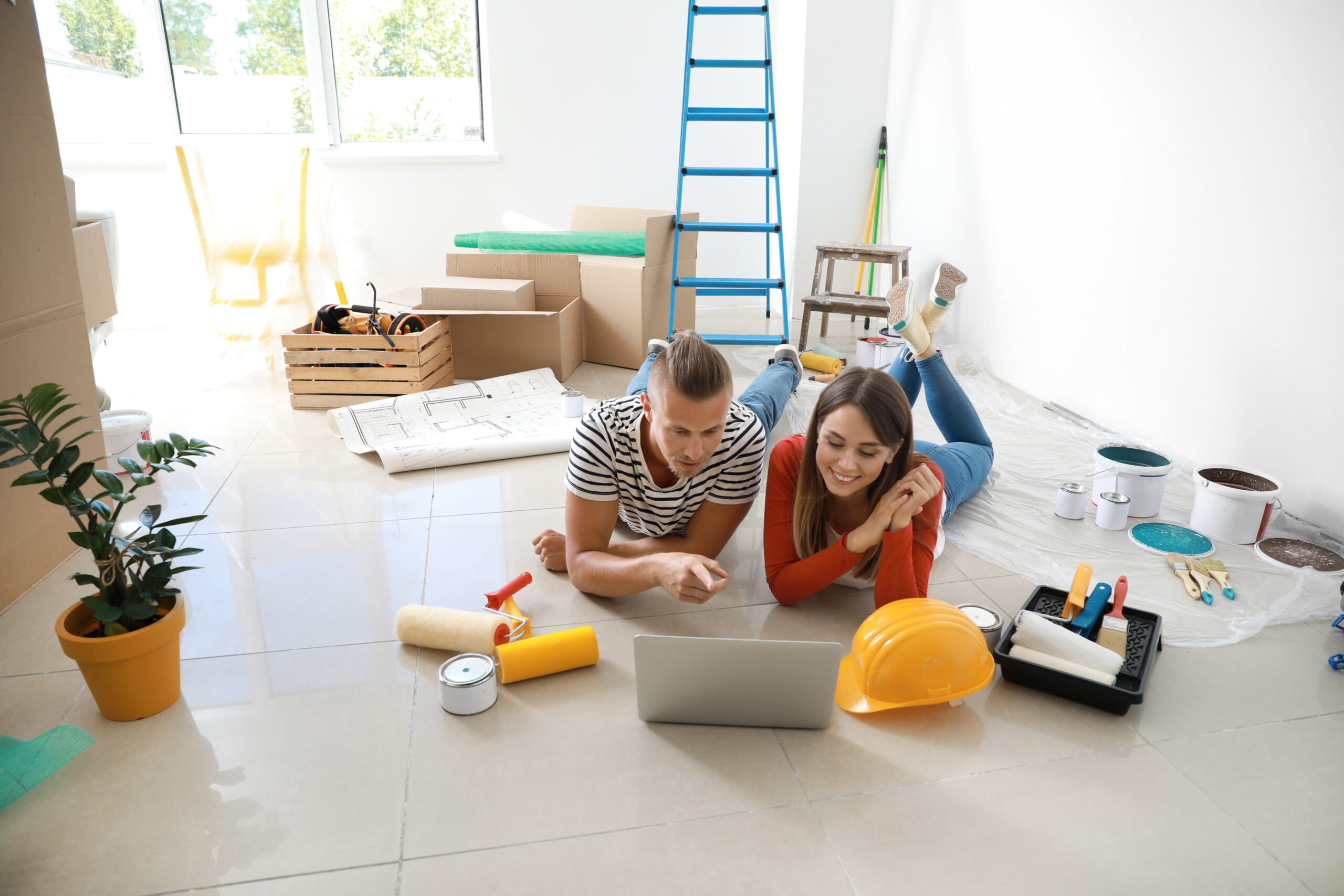 Self-employed business owner reviewing finances
