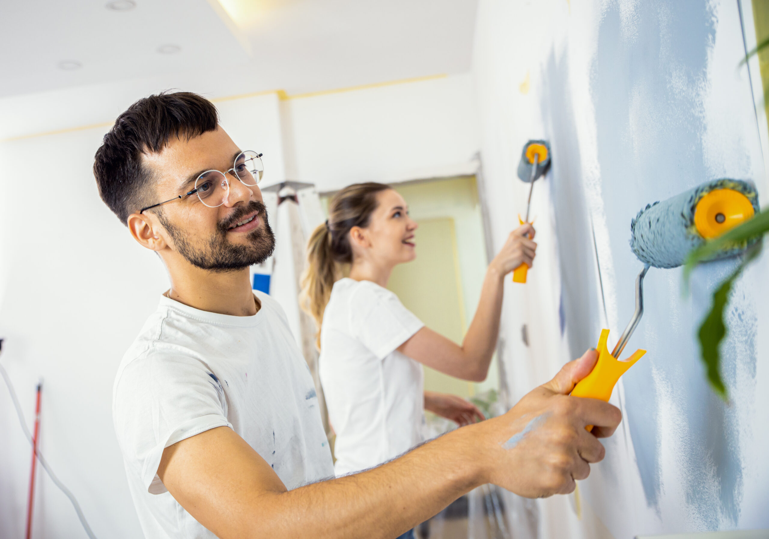 Couple renovating their home with funds from a home equity loan